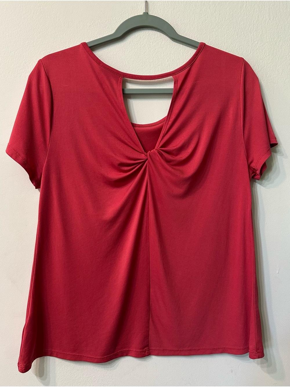 a.n.a A New Approach Twist Back Keyhole Top Rose Coral Knit Tee Women's Size M